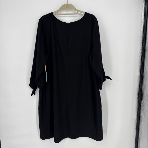 New CeCe Plus Size 22W Black V-Neck Shift Dress Tie Sleeves Work Office Career - Picture 5 of 9